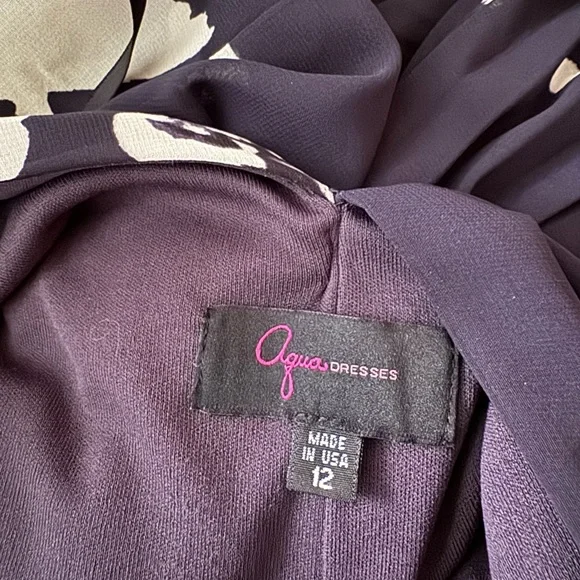 Aqua Dresses Navy White Floral Pleated Halter Maxi Dress Size 12 - Picture 5 of 5